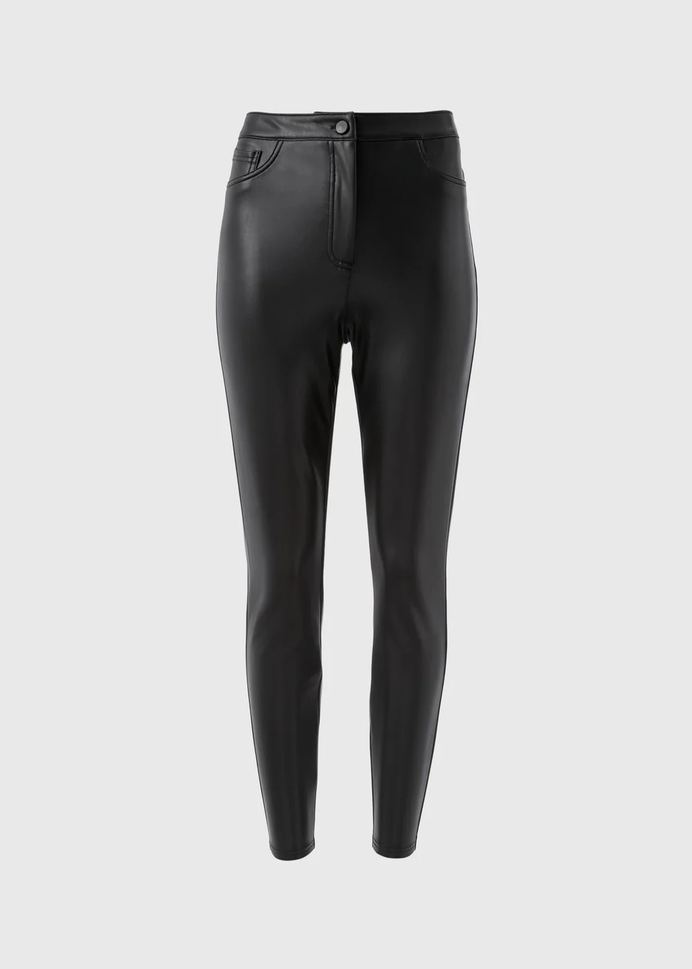 Black Skinny PU Leather Look Trousers - 8 Image 4