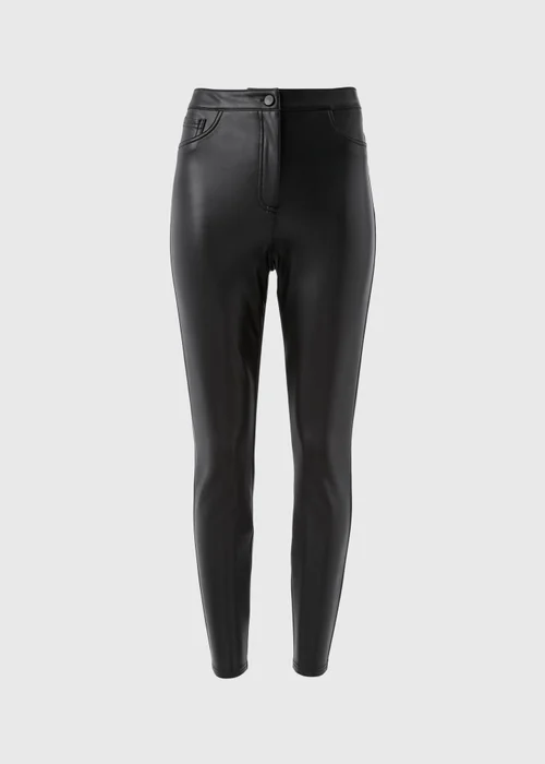 Black Skinny PU Leather Look Trousers - 8 Image 4
