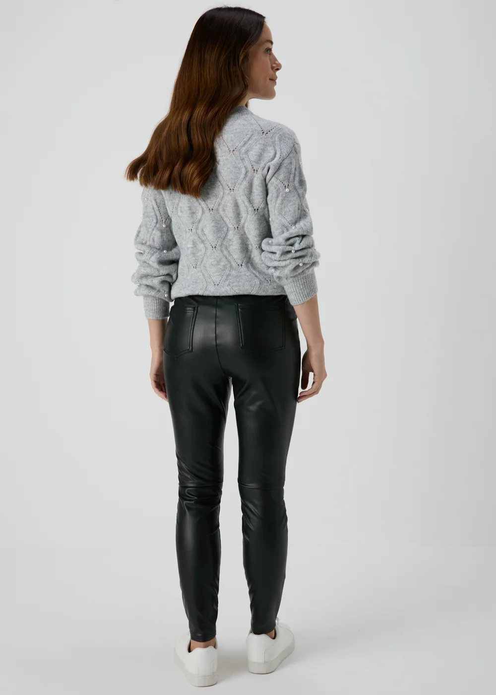 Black Skinny PU Leather Look Trousers - 8 Image 2