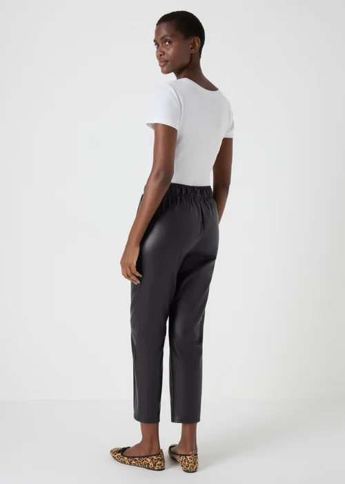 Black Leather Look Tapered Trousers - 8 Image 2