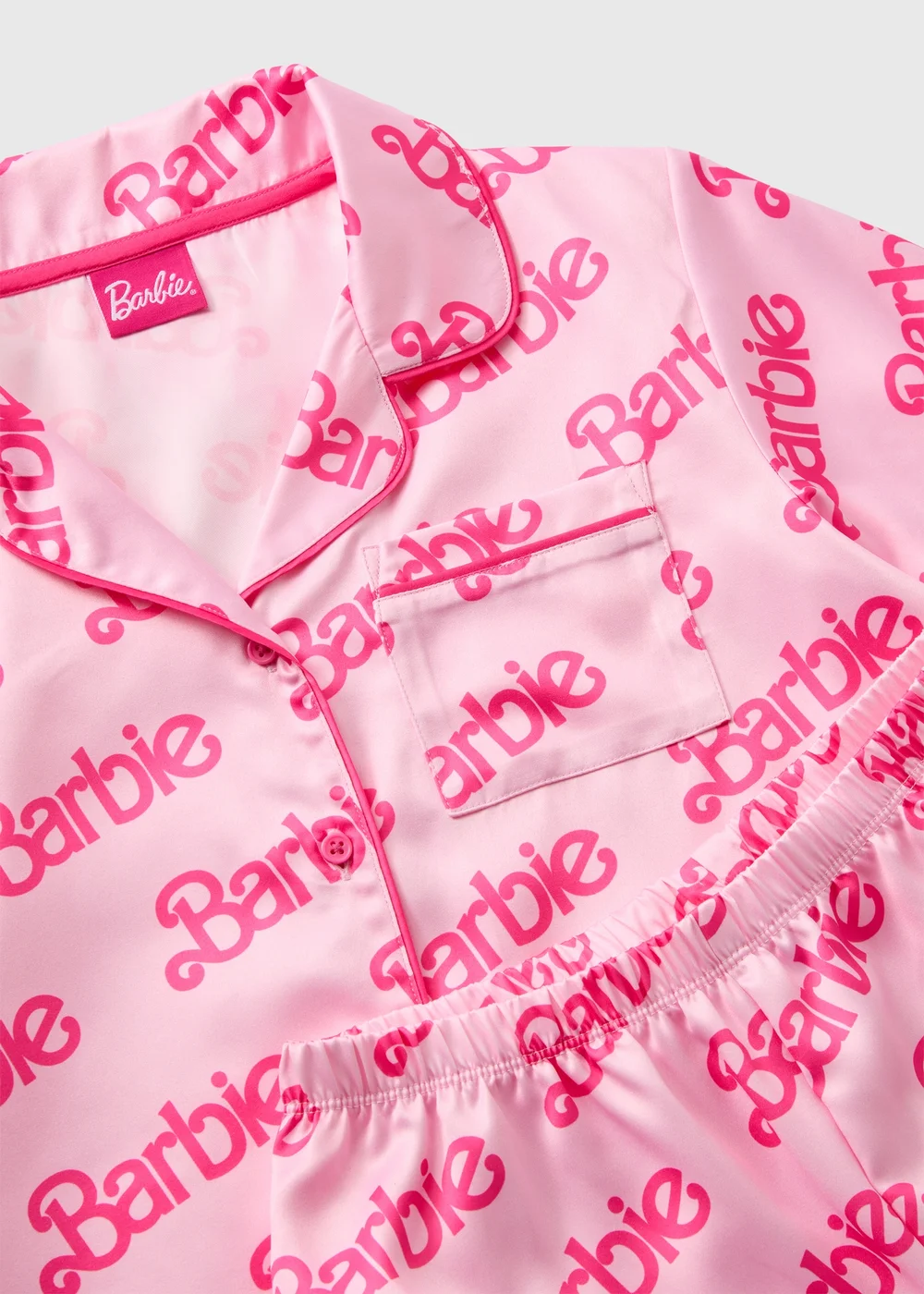 Barbie Girls Pink Satin Pyjama Set (Younger 4-12yrs) - Age 4 Years Image 2