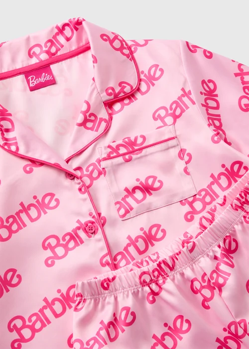 Barbie Girls Pink Satin Pyjama Set (Younger 4-12yrs) - Age 4 Years Image 2