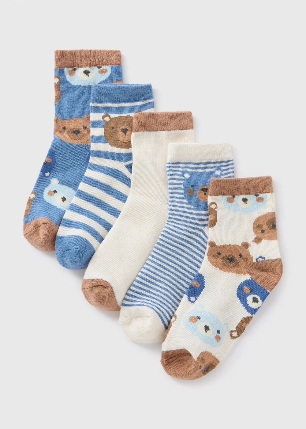 5 Pack Boys Blue Teddy Socks (Younger 6-Older 6.5) - 4-6.5 Image 1