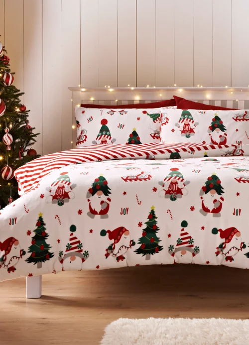Joyful White Gonk Fleece Duvet Set - Single Image 1
