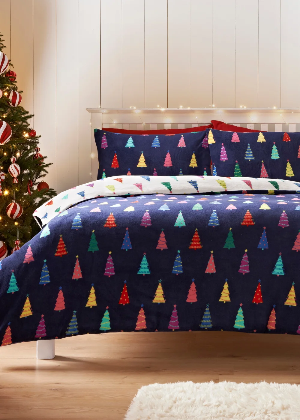 Joyful Christmas Tree Fleece Duvet Set - Single Image 1