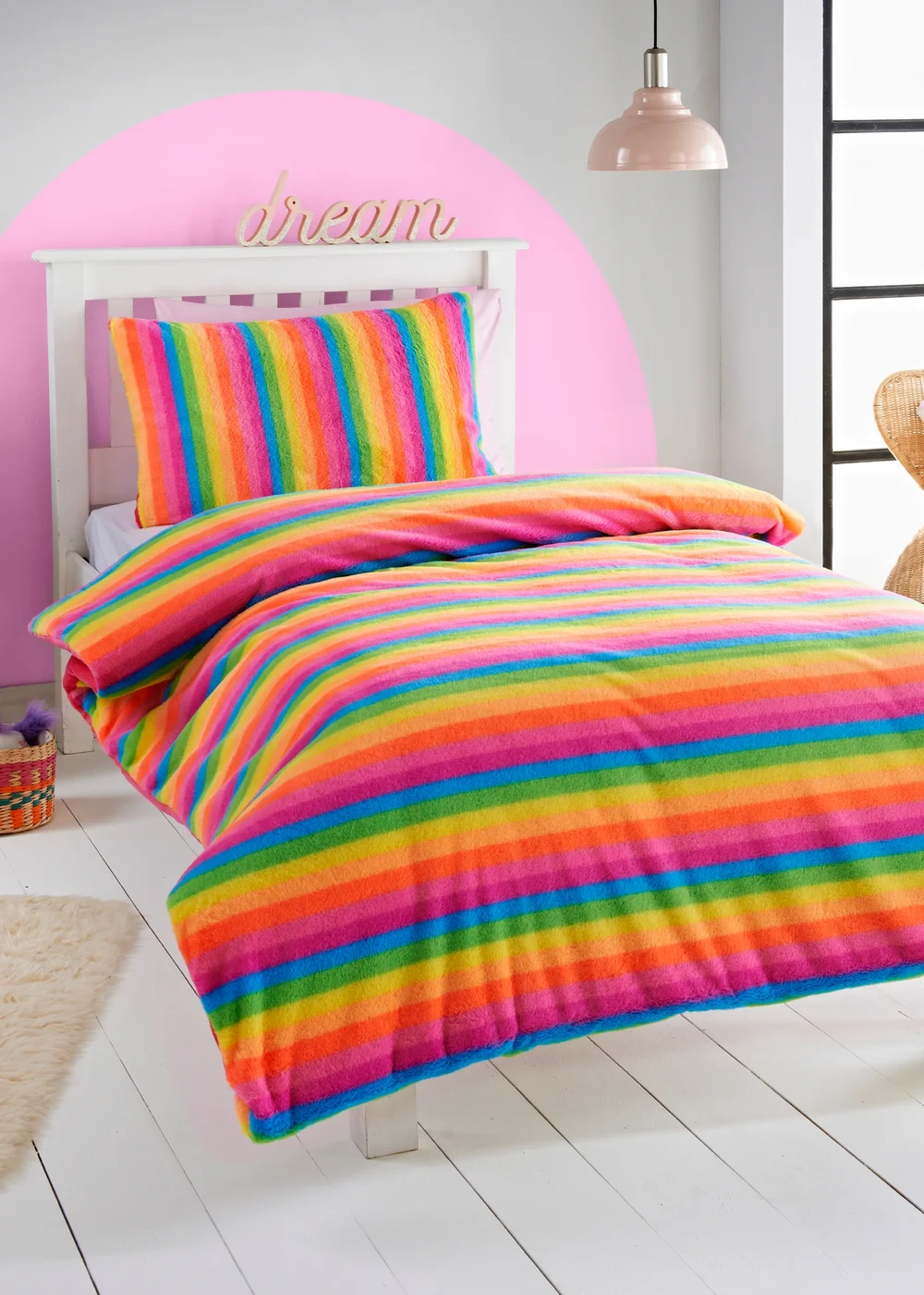 Multicolour Rainbow Soft Duvet Set - Single Image 1