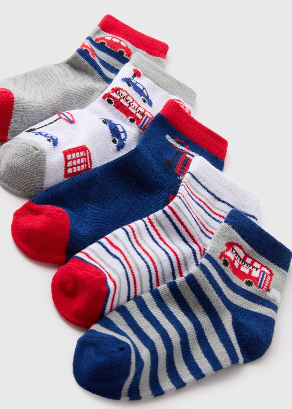 5 Pack Boys Multicolour London Ankle Socks (Younger 6-Older 6.5) - 4-6.5 Image 2