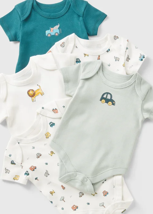 5 Pack Baby Green Transport Bodysuits (Newborn-18mths) - 0-3 months Image 2