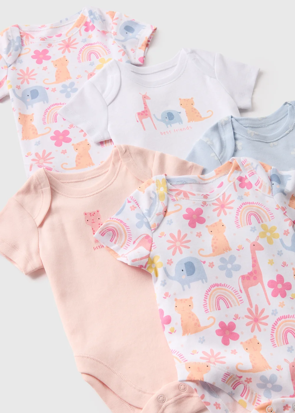 5 Pack Baby Pink Animal Bodysuits (Newborn-23mths) - 0-3 months Image 2