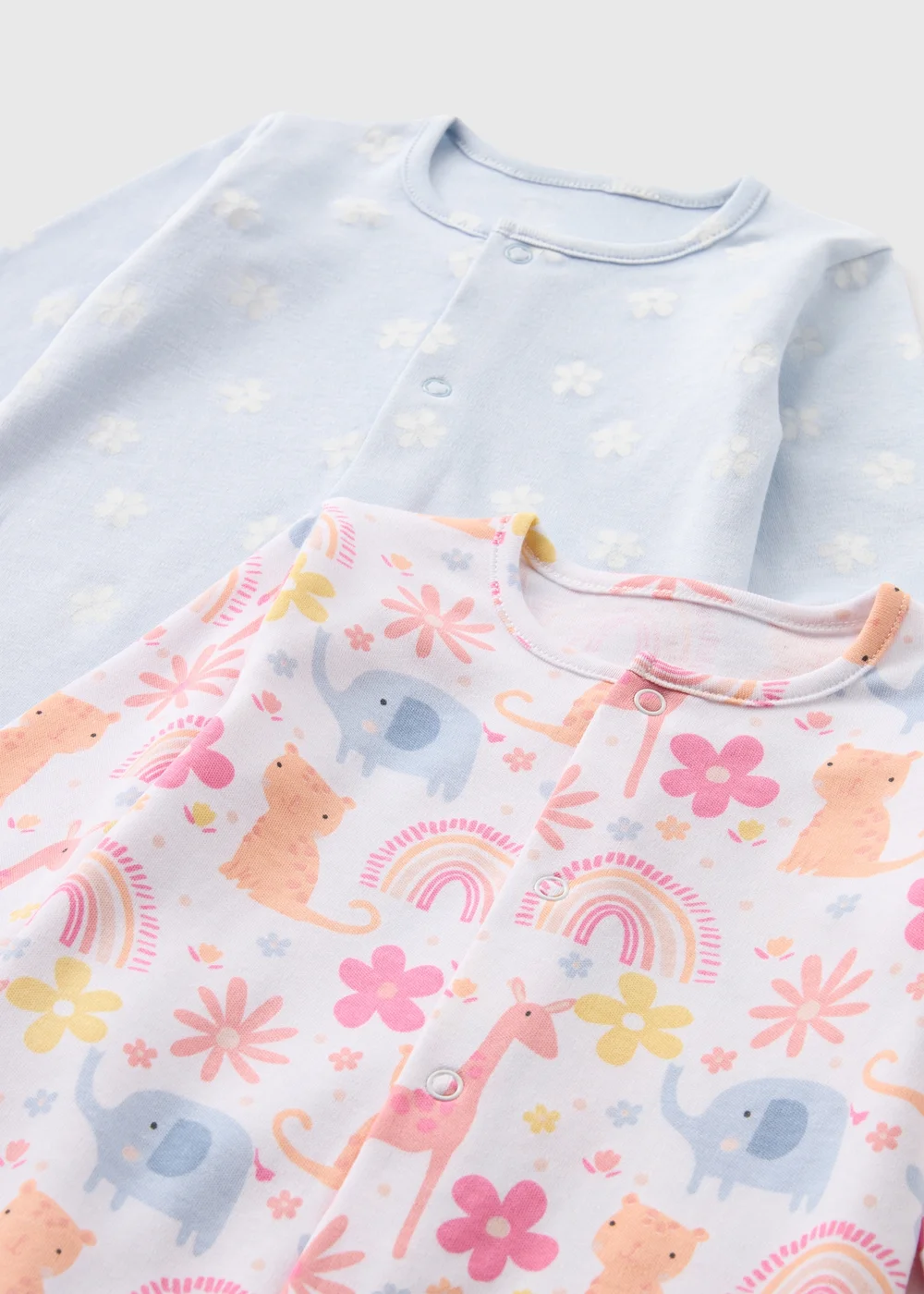 2 Pack Baby Blue Animal Sleepsuits (Newborn-23mths) - Age 0 - 3 Months Image 2