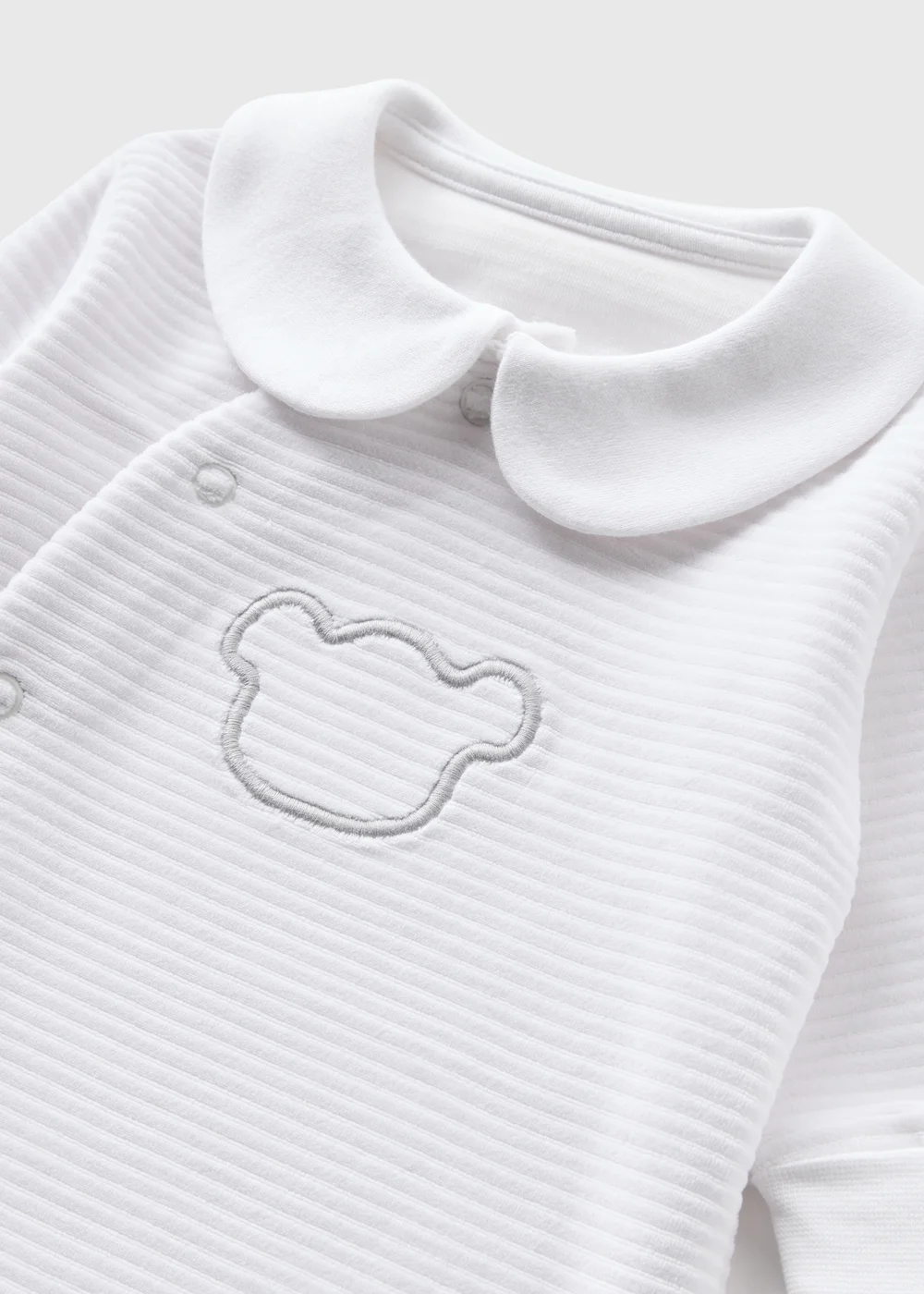 Baby White Bear Ribbed Sleepsuit (Newborn-18mths) - Age 0 - 3 Months Image 2