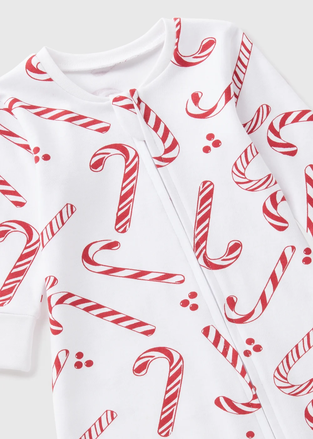 Joyful Baby White Christmas Candy Cane Sleepsuit (Newborn-18mths) - Age 0 - 3 Months Image 2