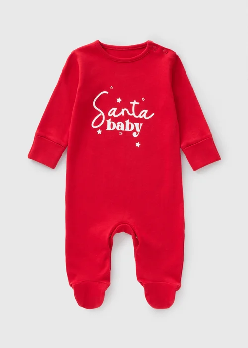 Baby Red Santa Sleepsuit (Newborn-18mths) - Age 0 - 3 Months Image 1
