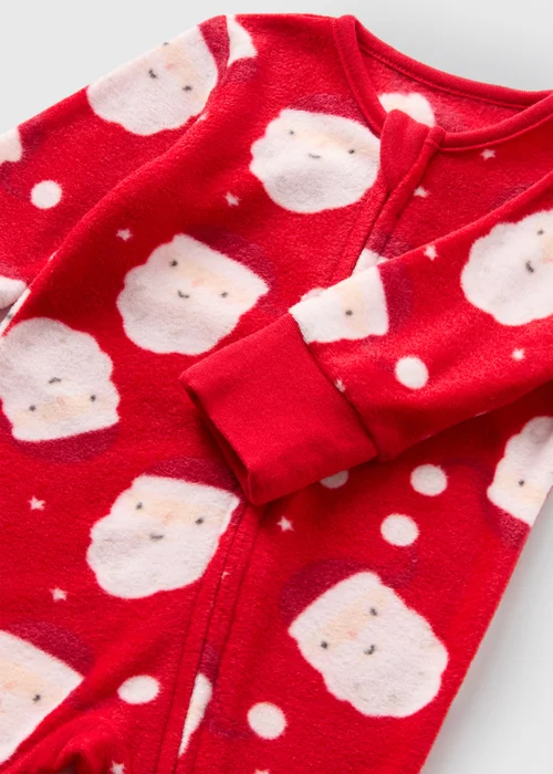 Baby Red Santa Fleece Sleepsuit (Newborn-18mths) - Age 0 - 3 Months Image 2