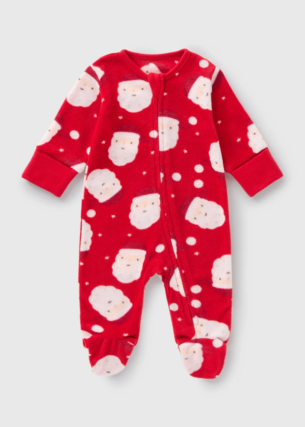 Baby Red Santa Fleece Sleepsuit (Newborn-18mths) - Age 0 - 3 Months Image 1