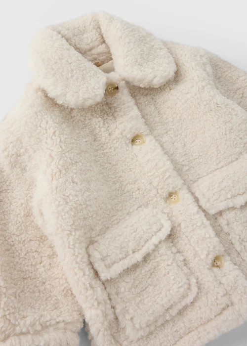Girls Cream Borg Shacket (1-7yrs) - 1-1.5 Yrs Image 2