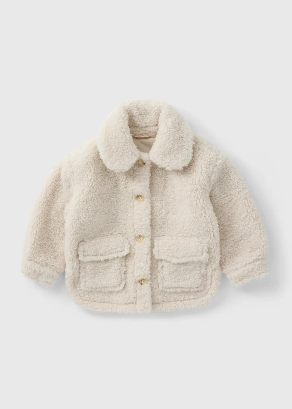 Girls Cream Borg Shacket (1-7yrs) - 1-1.5 Yrs Image 1