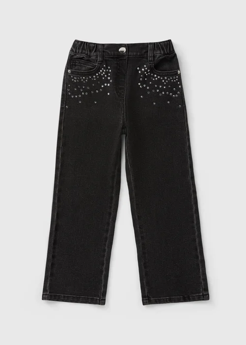 Girls Black Embellished Jeans (1-7yrs) - 1 half year to 2 Image 1