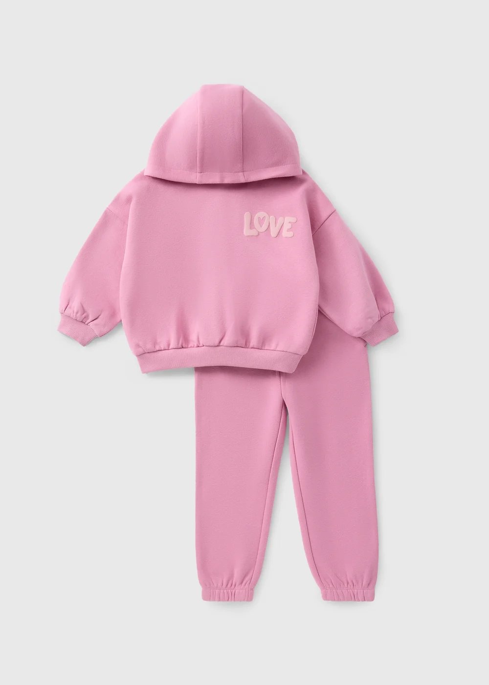 Girls Pink Love Hoodie & Jogging Bottoms Set (1-7yrs) - 1 half year to 2 Image 1