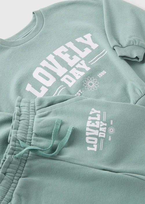 Girls Green Lovely Day Sweatshirt & Jogging Bottoms (1-7yrs) - 1 half year to 2 Image 2