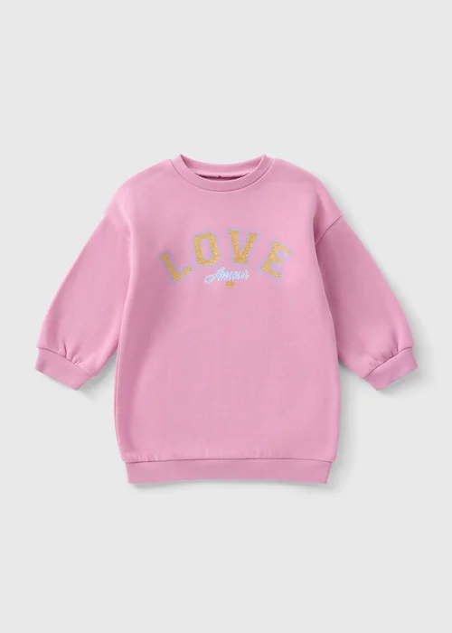 Girls Pink Love Sweater Dress (1-7yrs) - 1 half year to 2 Image 1