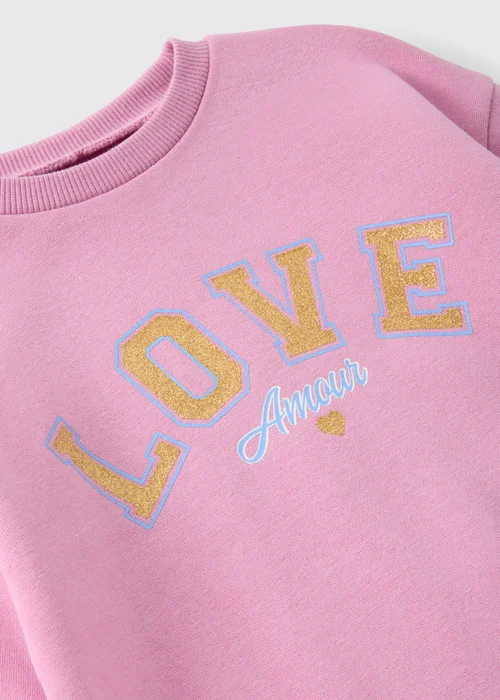 Girls Pink Love Sweater Dress (1-7yrs) - 1 half year to 2 Image 2