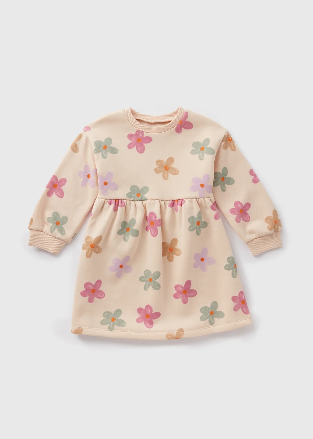 Girls Beige Floral Dress (1-7yrs) - 1 half year to 2 Image 1