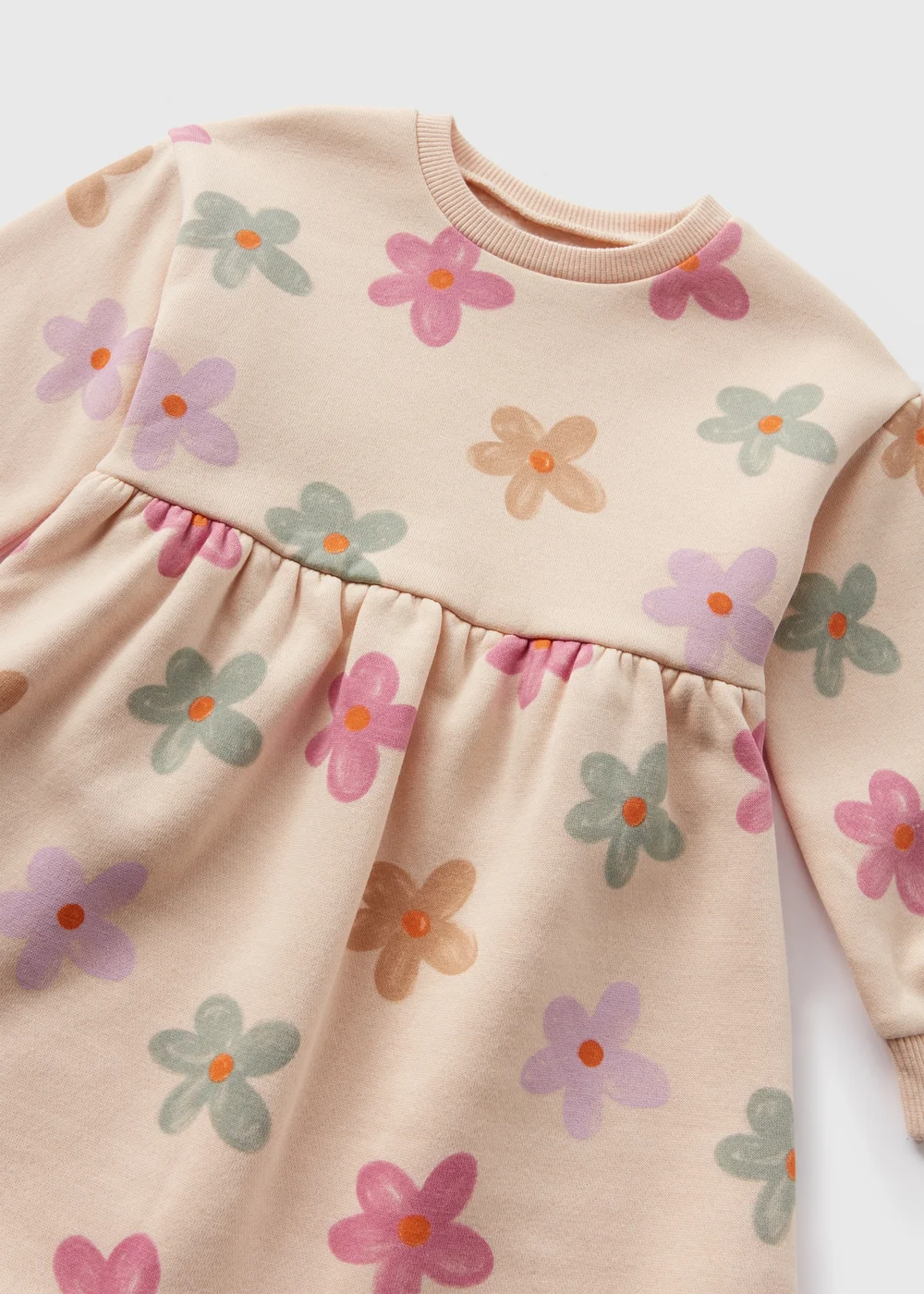 Girls Beige Floral Dress (1-7yrs) - 1 half year to 2 Image 2