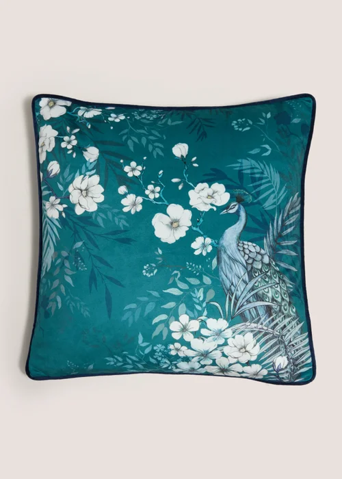 Teal Peacock Cushion Image 1