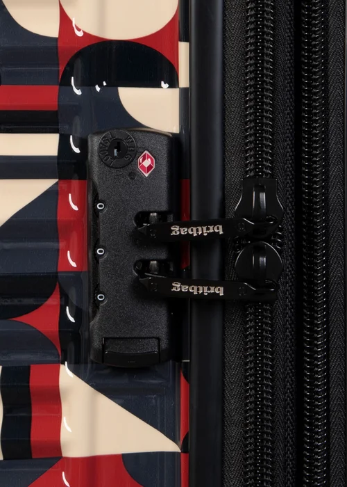 BritBag Annamite Skin Black/Red Geo Print Cabin Suitcase with TSA Lock - Cabin Image 3