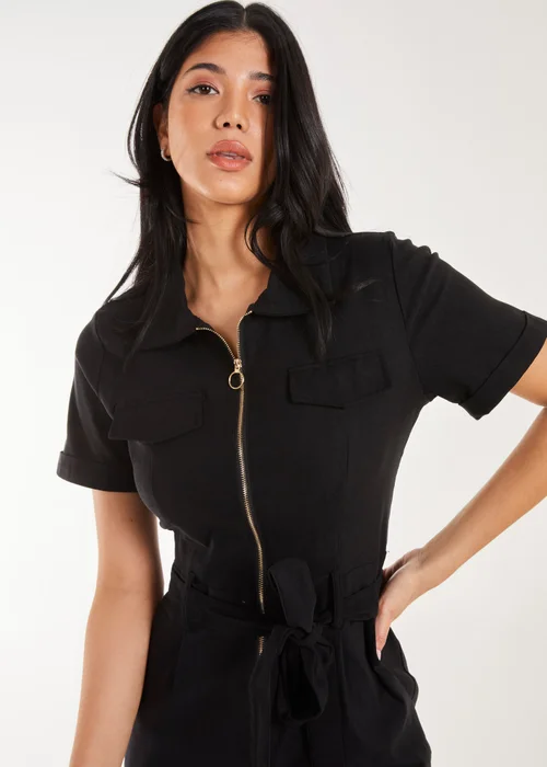 Pink Vanilla Black Zip Front Boilersuit - 6 Image 3