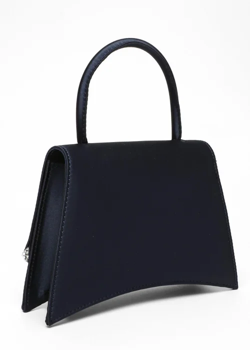 Quiz Navy Satin Diamante Trim Mini Tote Bag - One Size Image 2
