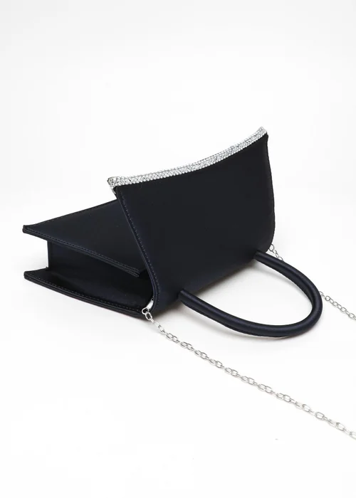 Quiz Navy Satin Diamante Trim Mini Tote Bag - One Size Image 3