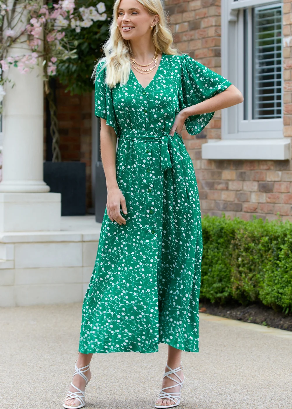 Threadbare Green Pastill Button Down Midi Dress - 8 Image 1