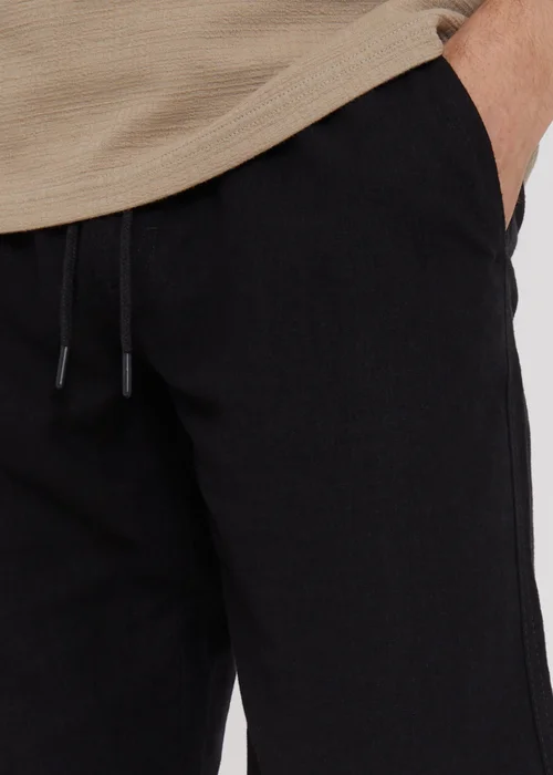 Threadbare Black Linen Blend Drawcord Trousers - M Image 3