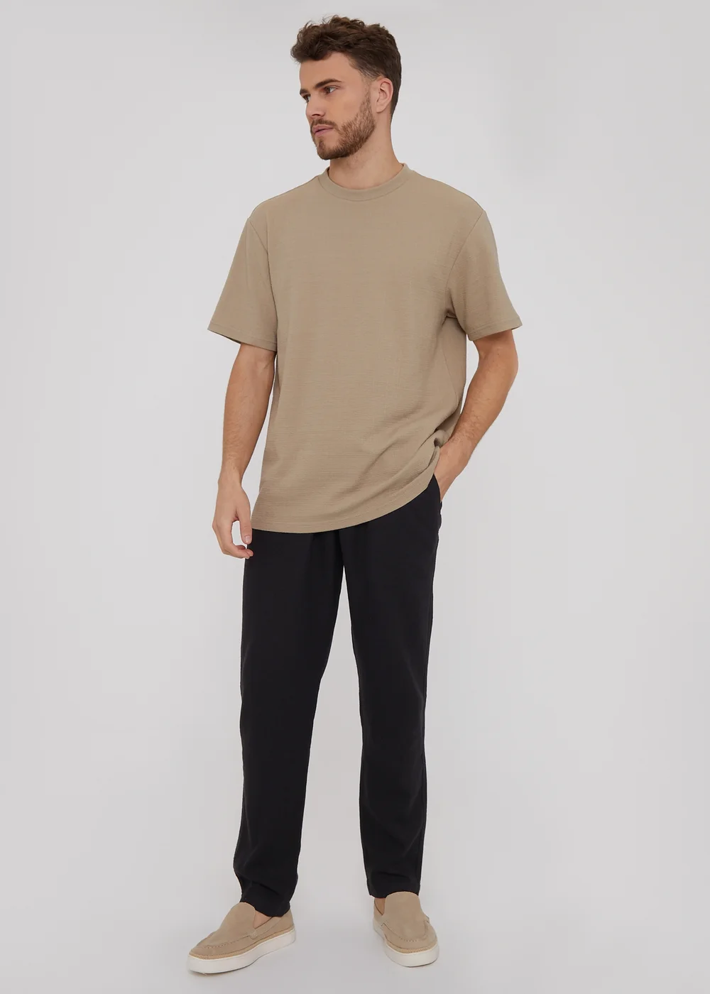 Threadbare Black Linen Blend Drawcord Trousers - M Image 4