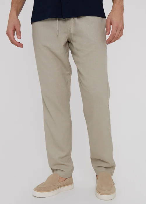 Threadbare Stone Linen Blend Drawcord Trousers - S Image 1