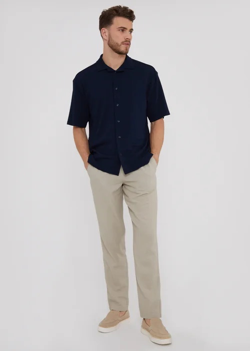 Threadbare Stone Linen Blend Drawcord Trousers - S Image 4