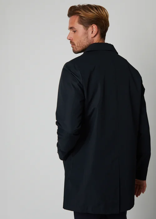 Threadbare Navy Showerproof Longline Tailored Mac - M Image 2