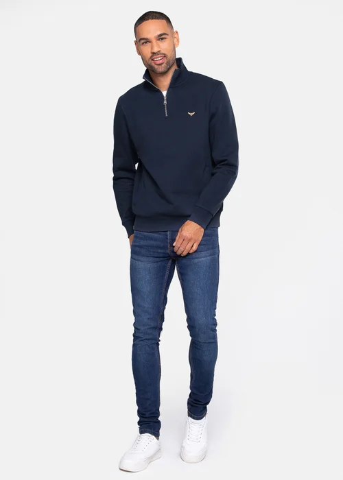 Threadbare Navy 1/4 Zip Neck Sweatshirt - XL Image 4