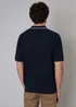 Threadbare Navy Cotton Mix Tipping Collar Short Sleeve Knitted Polo - M Image 2