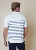Threadbare Ecru Cotton Mix Trophy Neck Striped Short Sleeve Knitted Polo - S Image 2