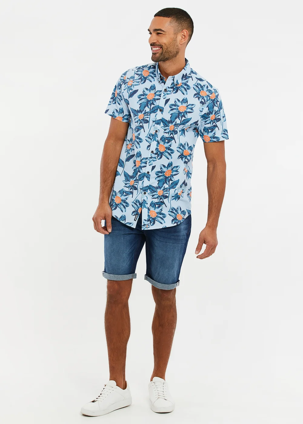 Threadbare Mint Cotton Tropical Print Short Sleeve Shirt - S Image 4