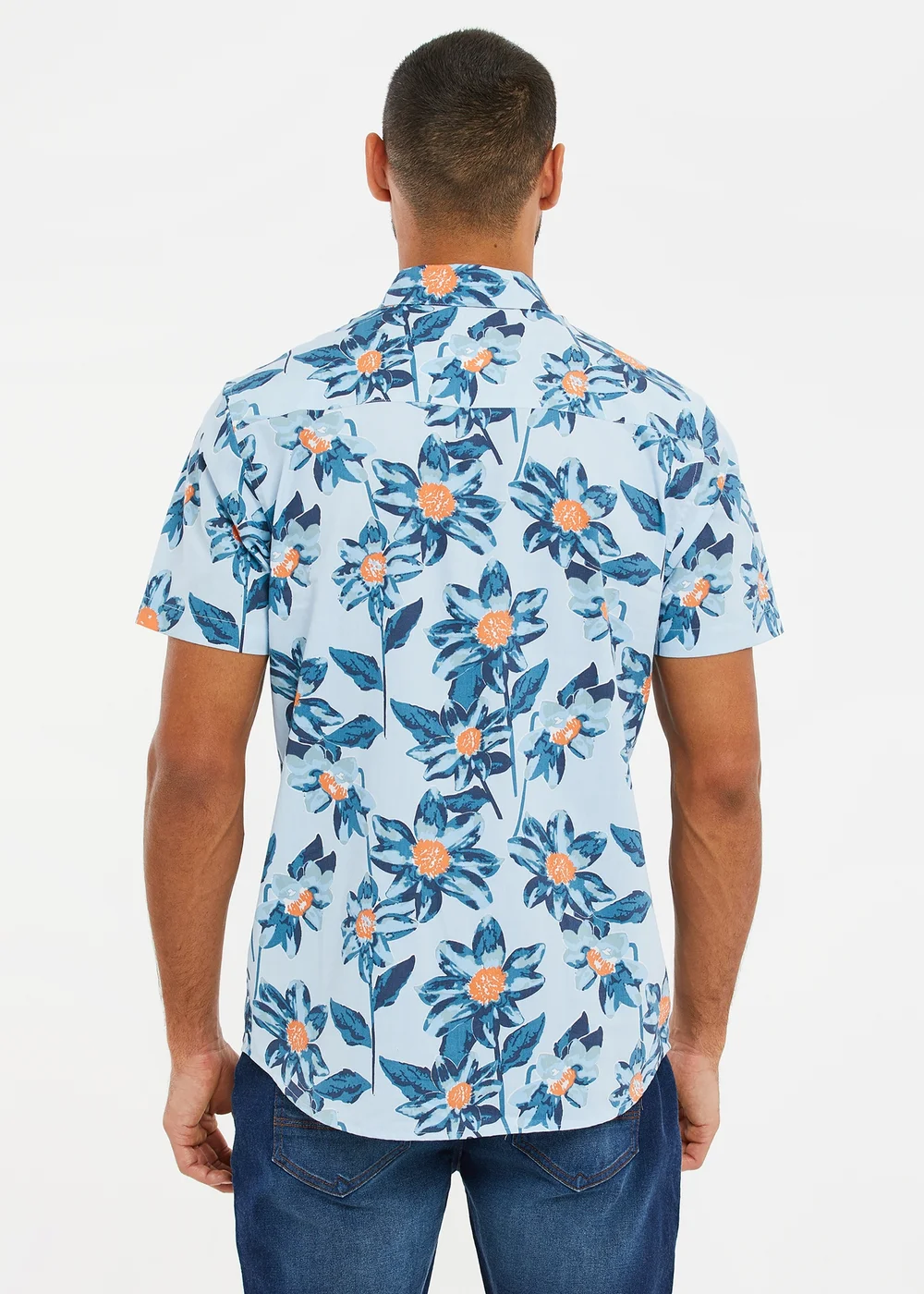 Threadbare Mint Cotton Tropical Print Short Sleeve Shirt - S Image 2
