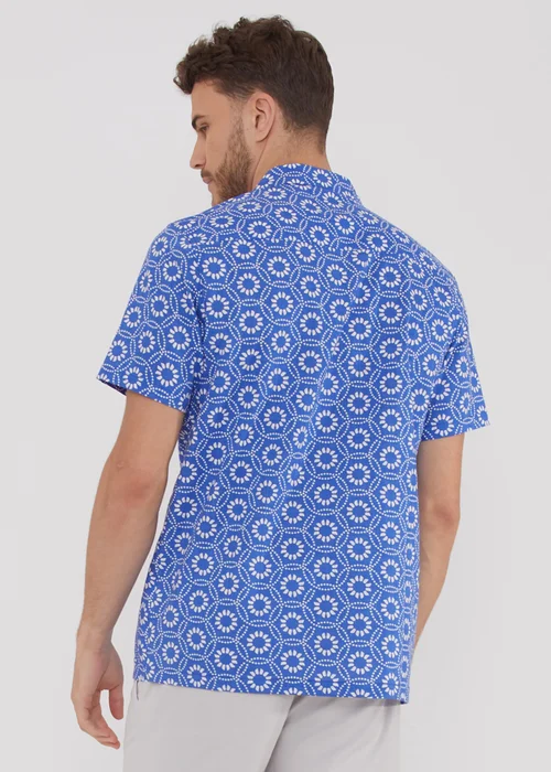 Threadbare Blue Short Sleeve Floral Print Cotton Shirt - S Image 2