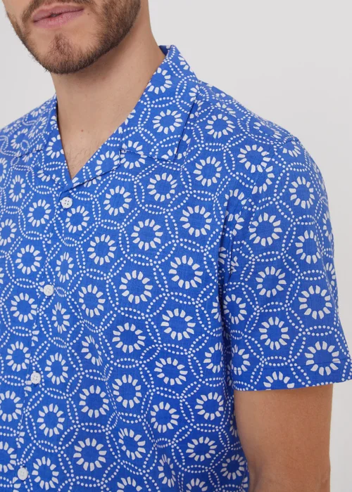 Threadbare Blue Short Sleeve Floral Print Cotton Shirt - S Image 3