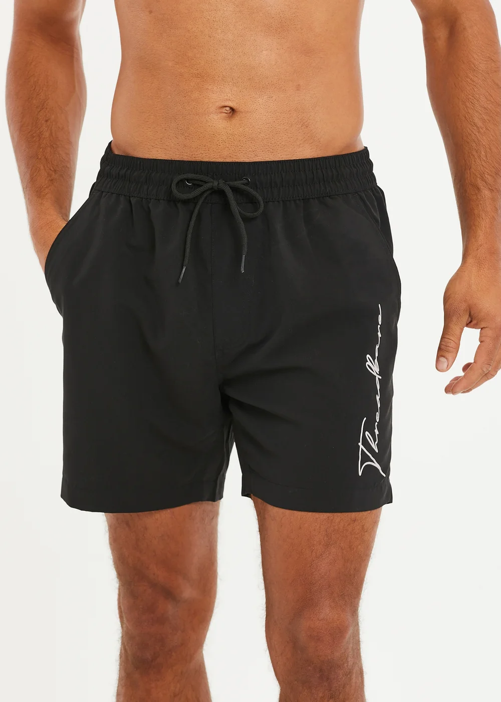 Threadbare Black Swim Shorts - Small Image 1