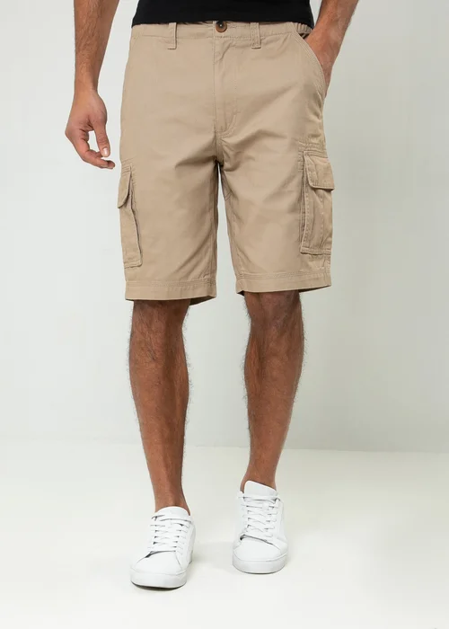 Threadbare Stone Bute Cotton Cargo Shorts - 30 Image 1