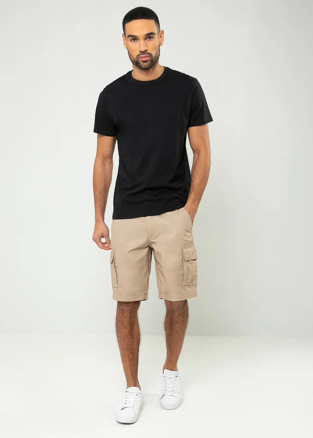 Threadbare Stone Bute Cotton Cargo Shorts - 30 Image 4