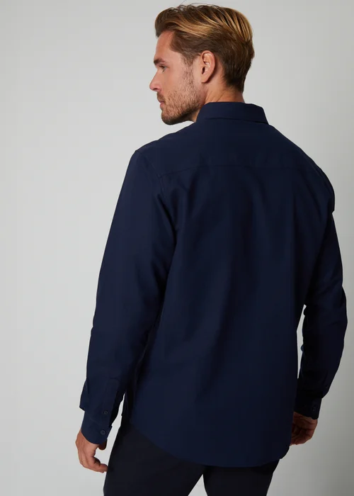 Threadbare Navy Oxford Cotton Long Sleeve Shirt - M Image 2